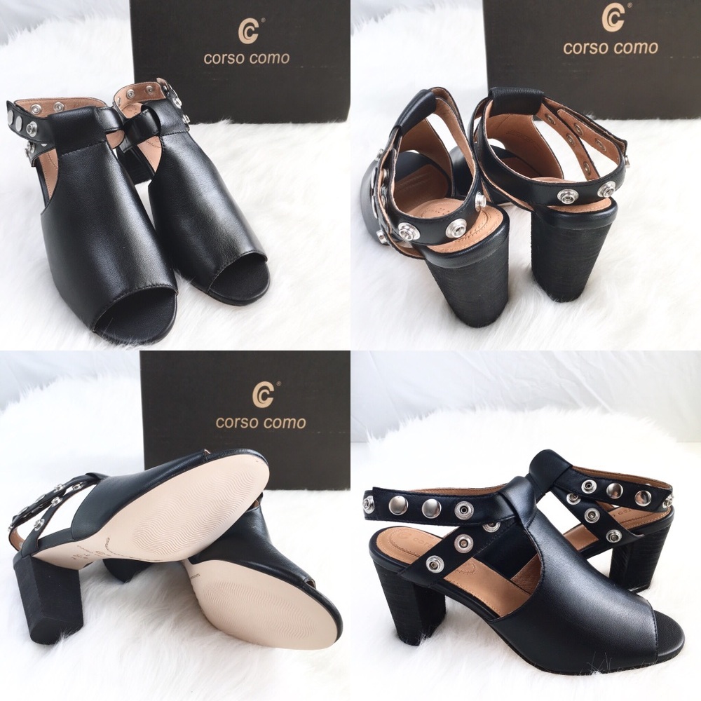 Corso Como | black leather button strappy mules - Picture 6 of 6